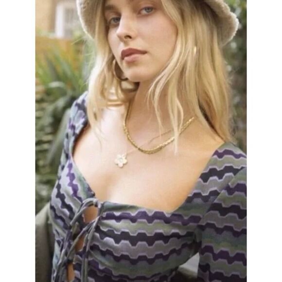 NEW ZARA Women’s X-Small Vintage Inspired 90's Geometric Knit Dress - Picture 2 of 6